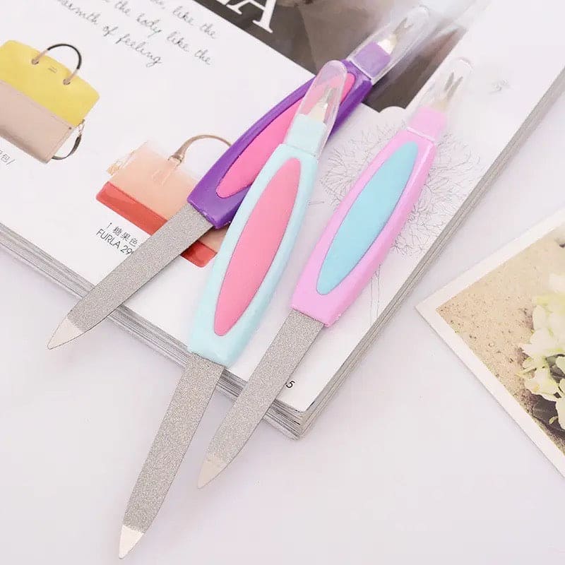 Double Sided Nail Filer, Stainless Steel Nail Trimmer, Multifunctional 2 in 1 Manicure Tool, Nail Buffer Cuticle Pusher Double Sided Nail Filer, Stainless Steel Nail Trimmer, Multifunctional 2 in 1 Manicure Tool, Nail Buffer Cuticle Pusher